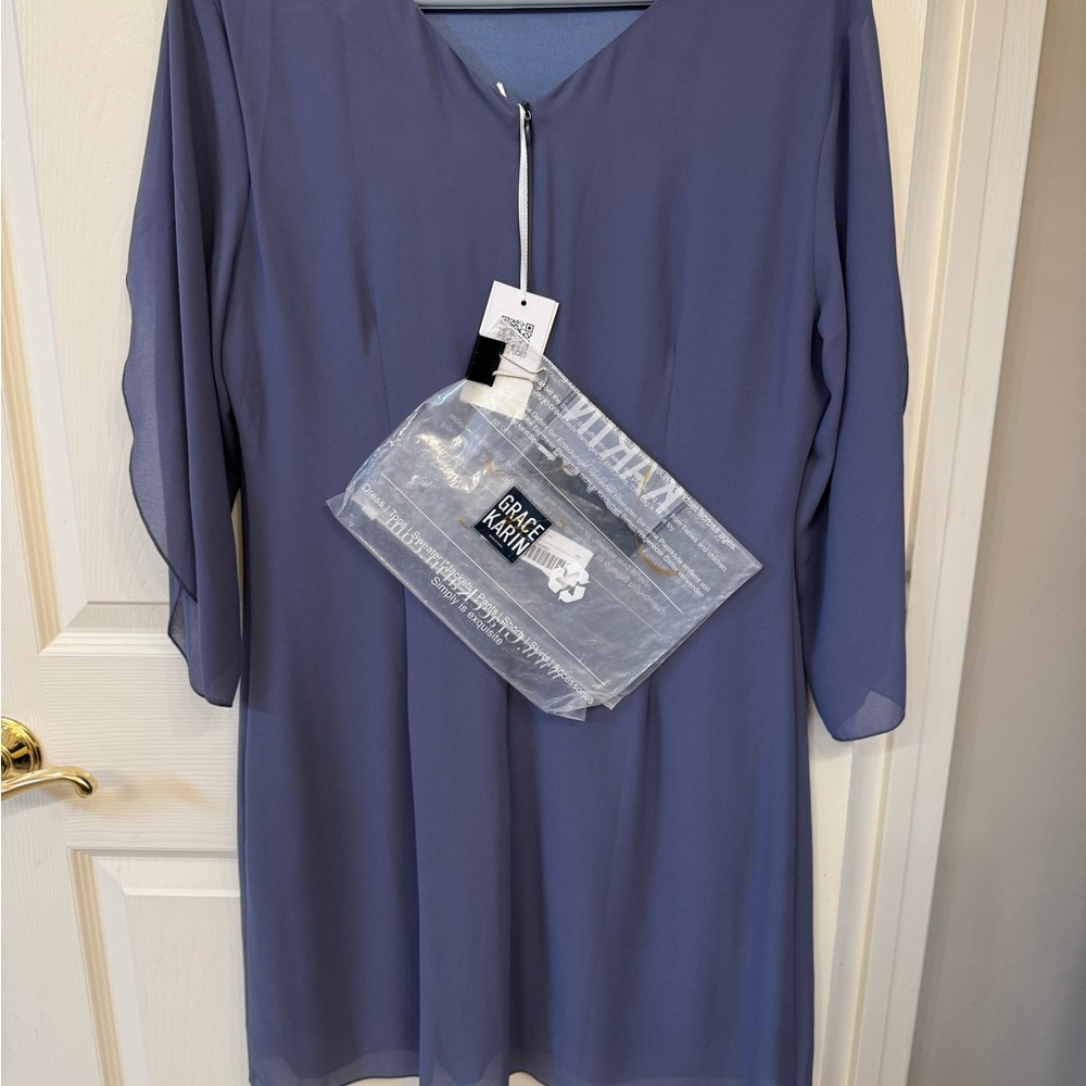Elegant Blue Chiffon Dress